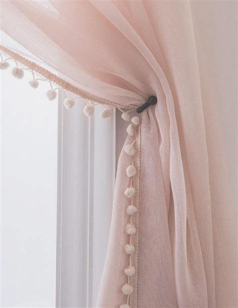 pink curtains with pom poms|white pom curtains blackout.